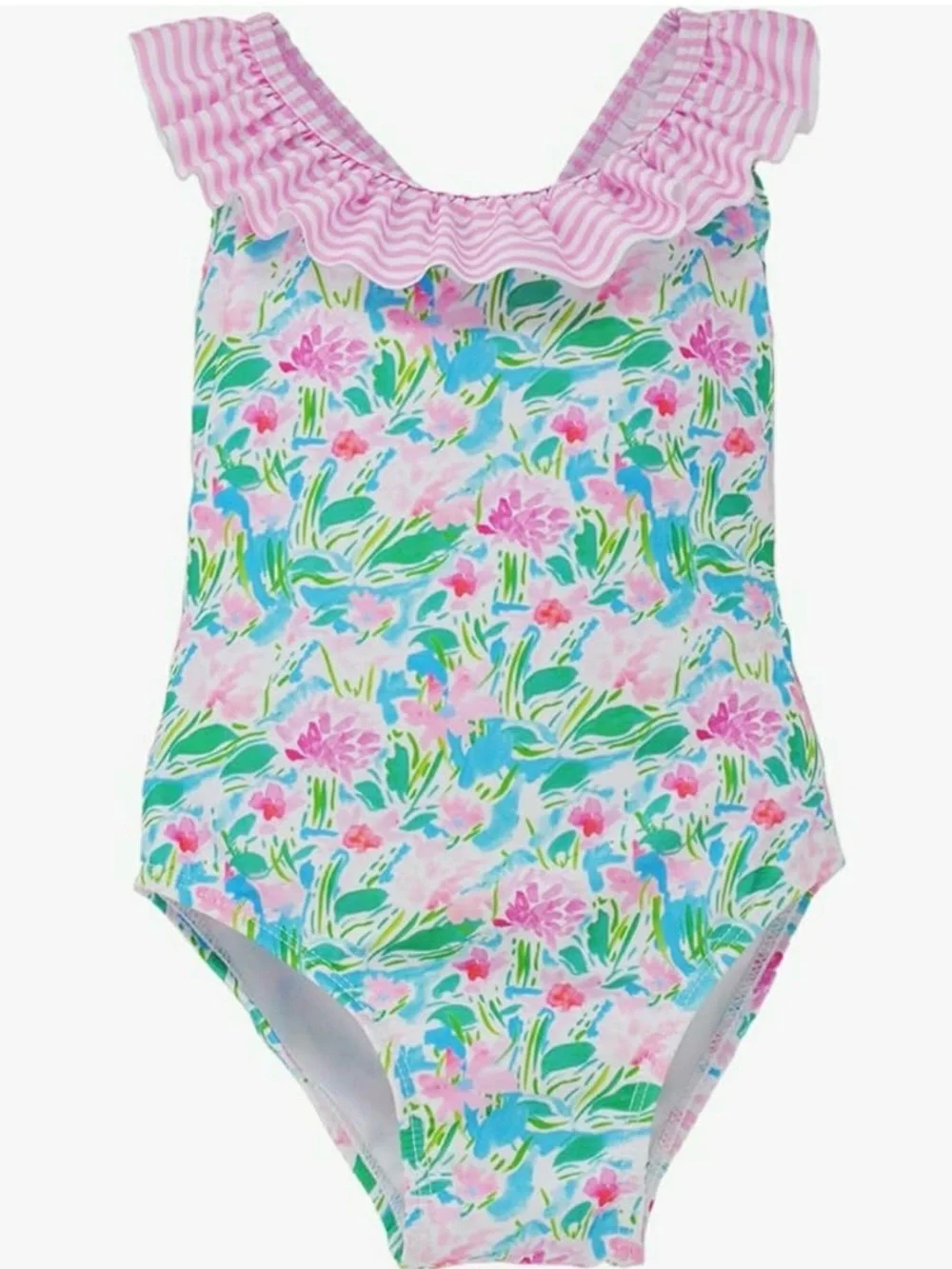 Flap Happy Pink Floral Ruffle One-Piece Swimsuit